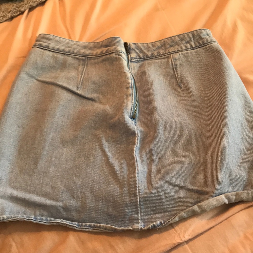 High waisted light denim skirt